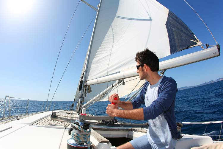 East Coast Living vacation renter enjoying a rented sail boat on Florida's Space Coast